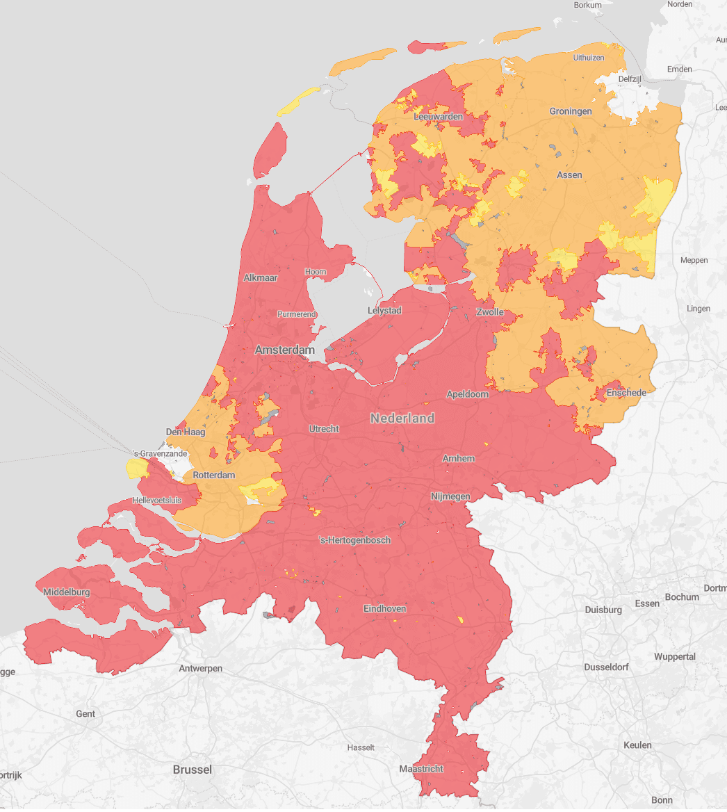 Netcongestie capaciteitskaart Nederland